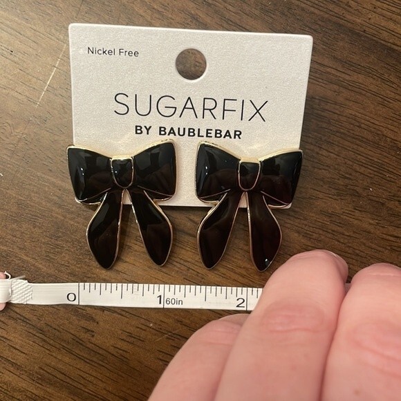 LAST ONE!! NEW Sugarfix Baublebar Black Bow Enamel Earrings - Picture 5 of 5